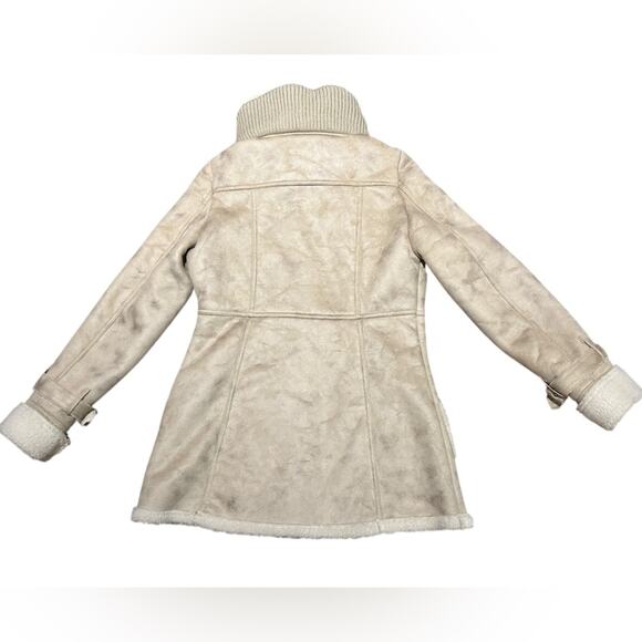 Steve Madden Faux Suede and Fur Womens Size Medium Full Zip Coat in Cream - Picture 2 of 9